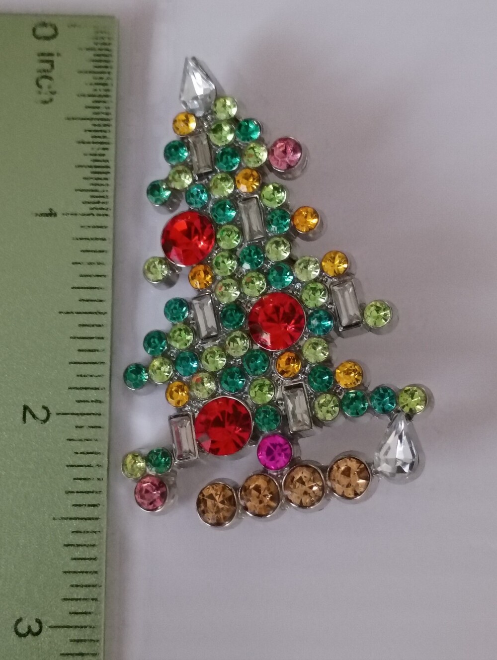 Festive Multicolor Rhinestones Christmas Tree Brooch - Picture 3 of 3